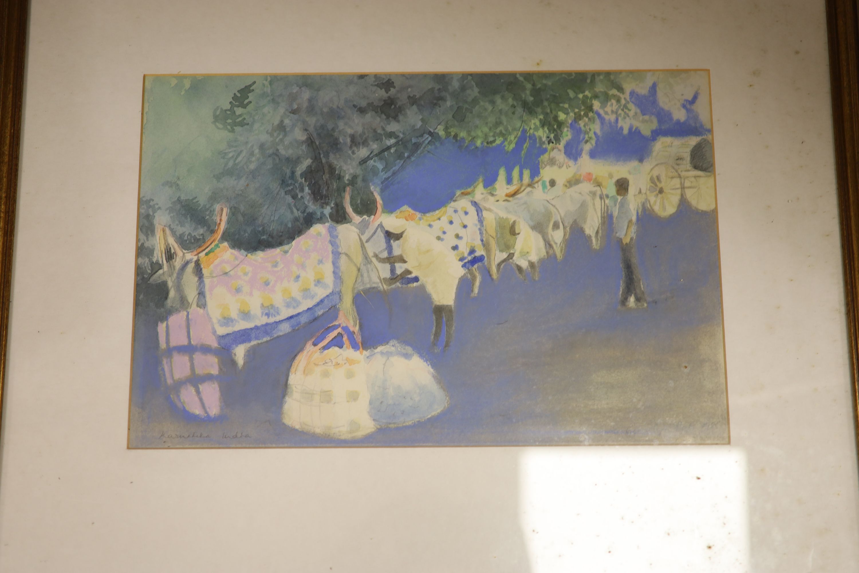 Carolyn Piets (b.1951), three watercolours, Karnelika, India, Pushkar Town and Pushkar Fair, signed and dated c.1985, largest 24 x 37cm and a watercolour by Ian Jenkin